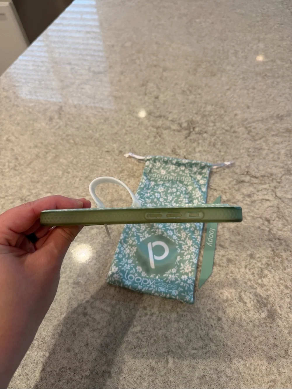 Loopy Mint Green Floral Phone Case with Matching Strap
